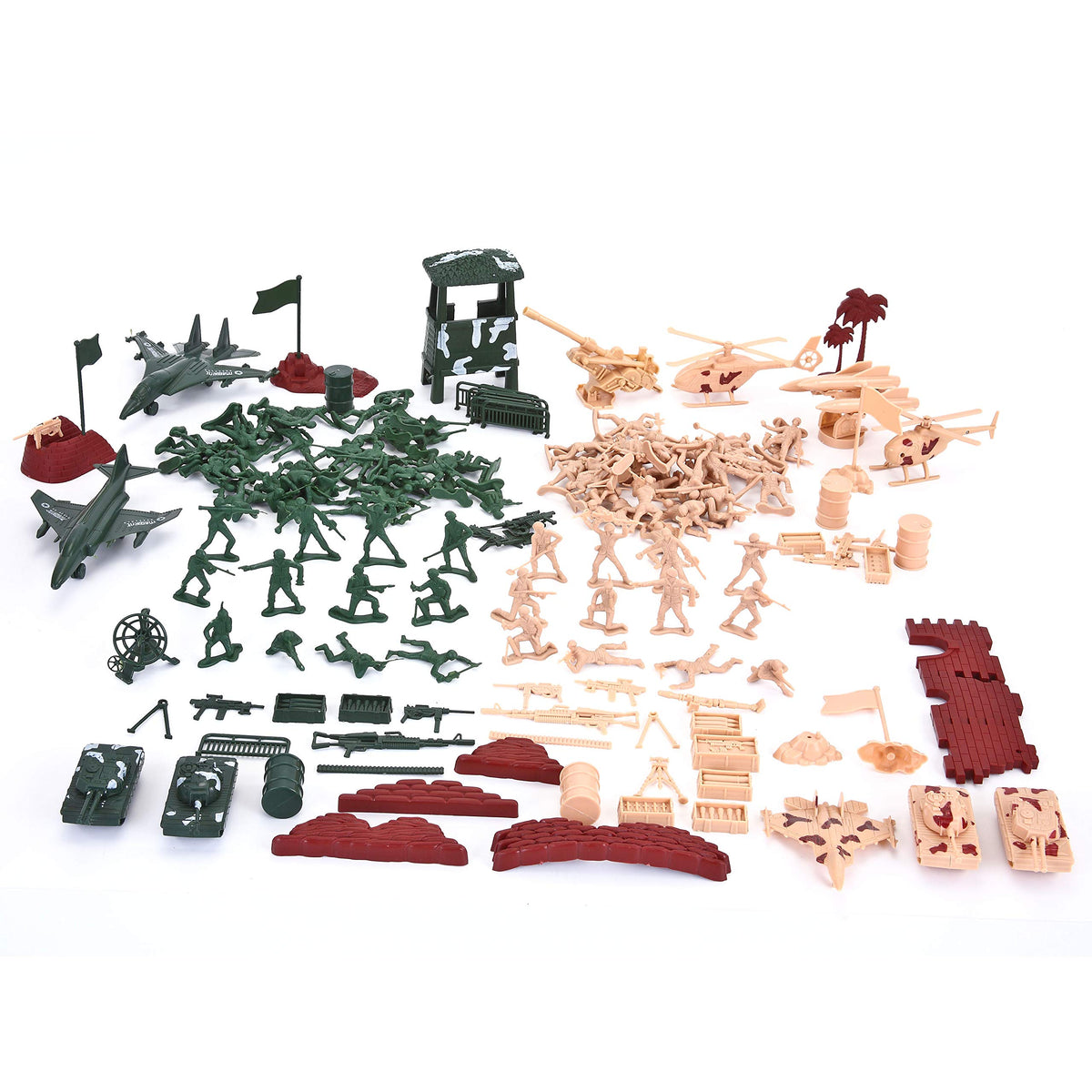 VROOMIX 164-Piece Military Soldier & Vehicle Playset with Storage Bucket