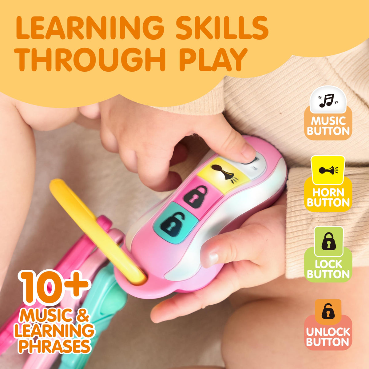 Play-Act Baby Car Keys Teether - Musical Sensory Toy for Ages 10+ Months
