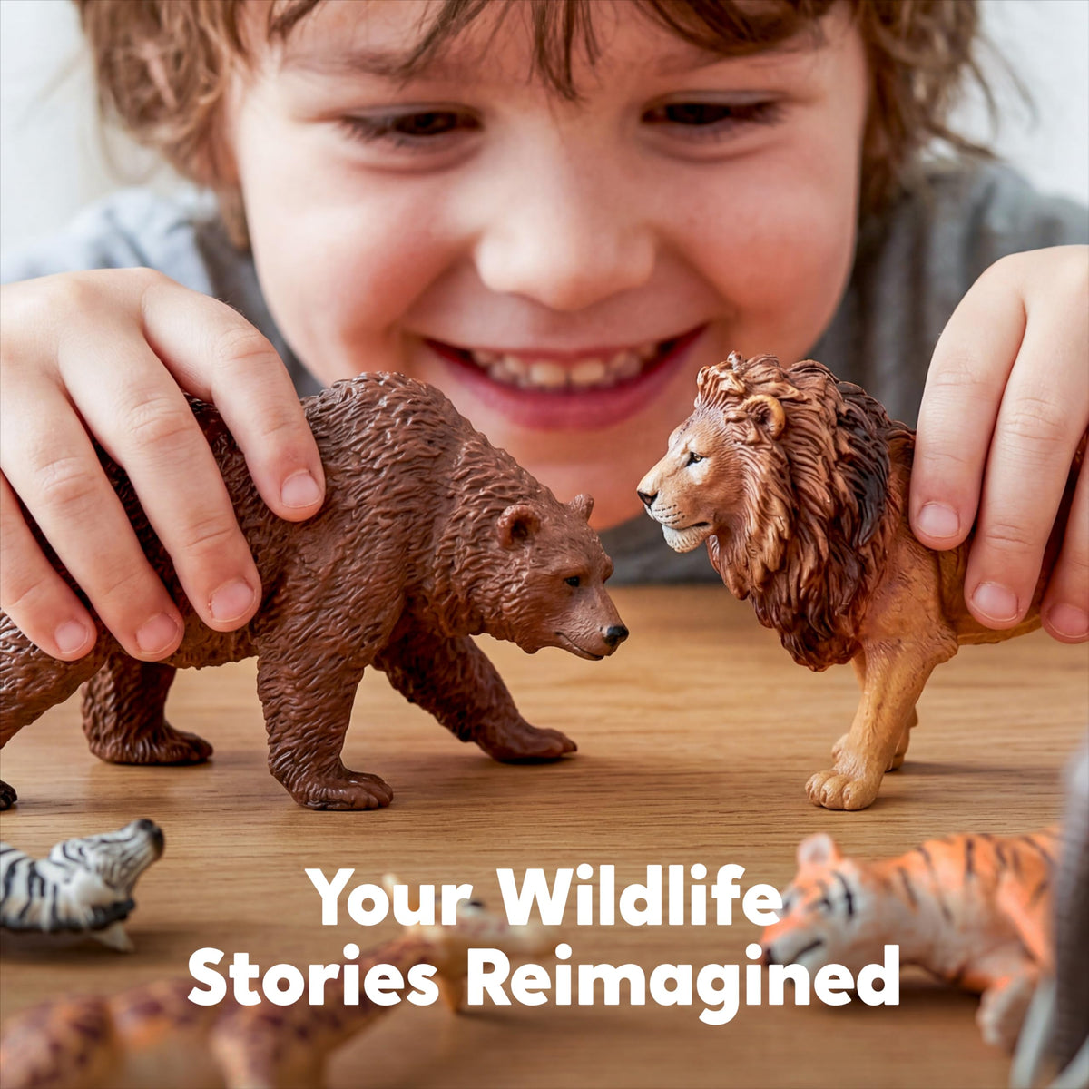 Play-Act 17 PCS Wild Animal Figures with Play Mat & Storage Cage - Kids 3-5