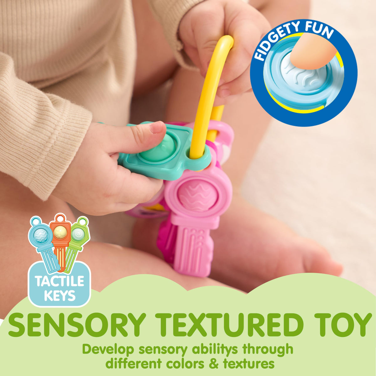 Play-Act Baby Car Keys Teether - Musical Sensory Toy for Ages 10+ Months