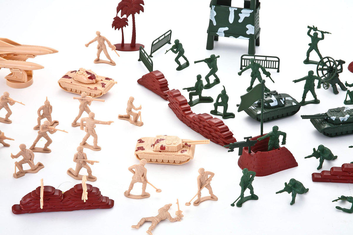 VROOMIX 164-Piece Military Soldier & Vehicle Playset with Storage Bucket