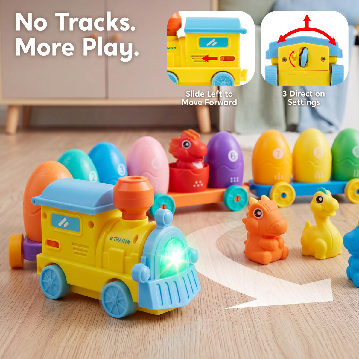 Play-Act Steam Dinosaur Train - Montessori Count & Match Learning Toy
