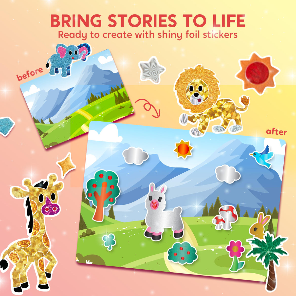 Klever Kits No-Mess Animal Foil Art & Sticker Activity Kit