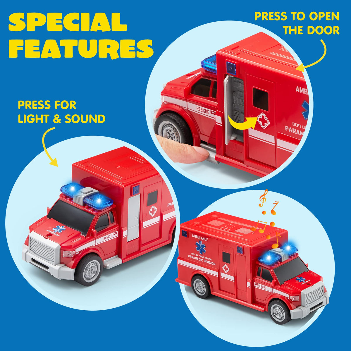 VROOMIX Fire Engine Toy with Lights & Sounds