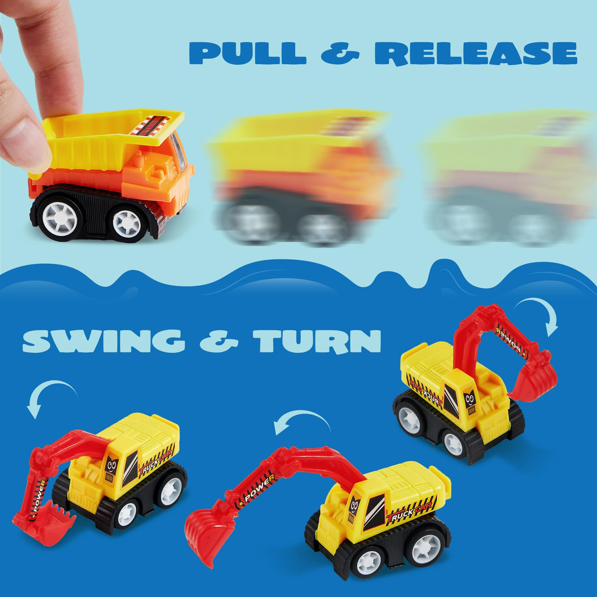 VROOMIX 12-Piece Mini Construction Vehicle Toy Set for Kids