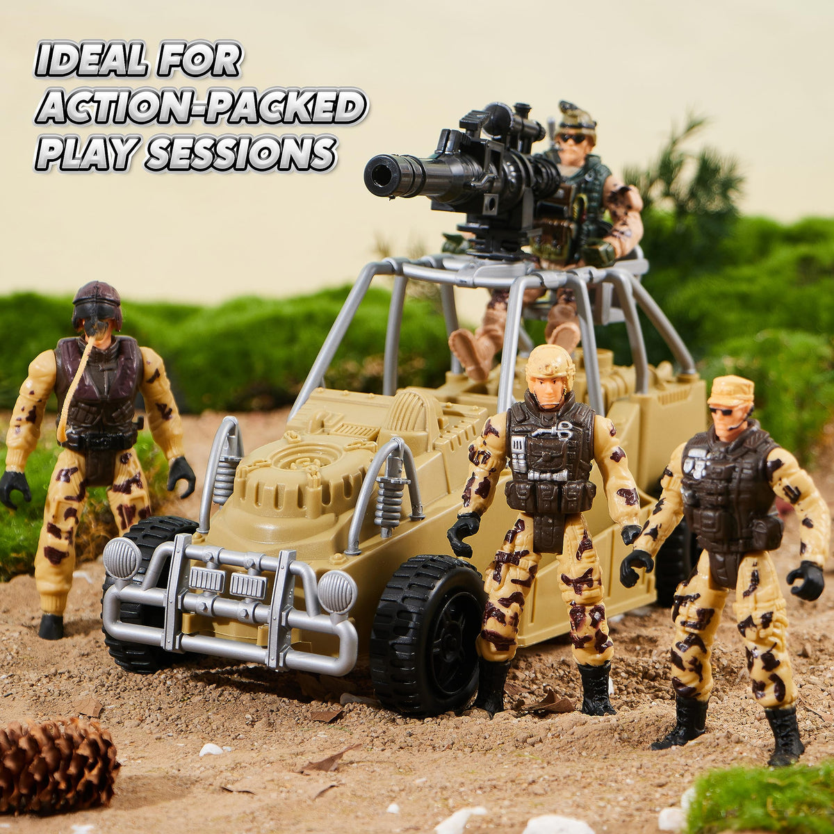 VROOMIX Military Base Toy Set with Army Vehicles, Soldiers & Weapon Accessories