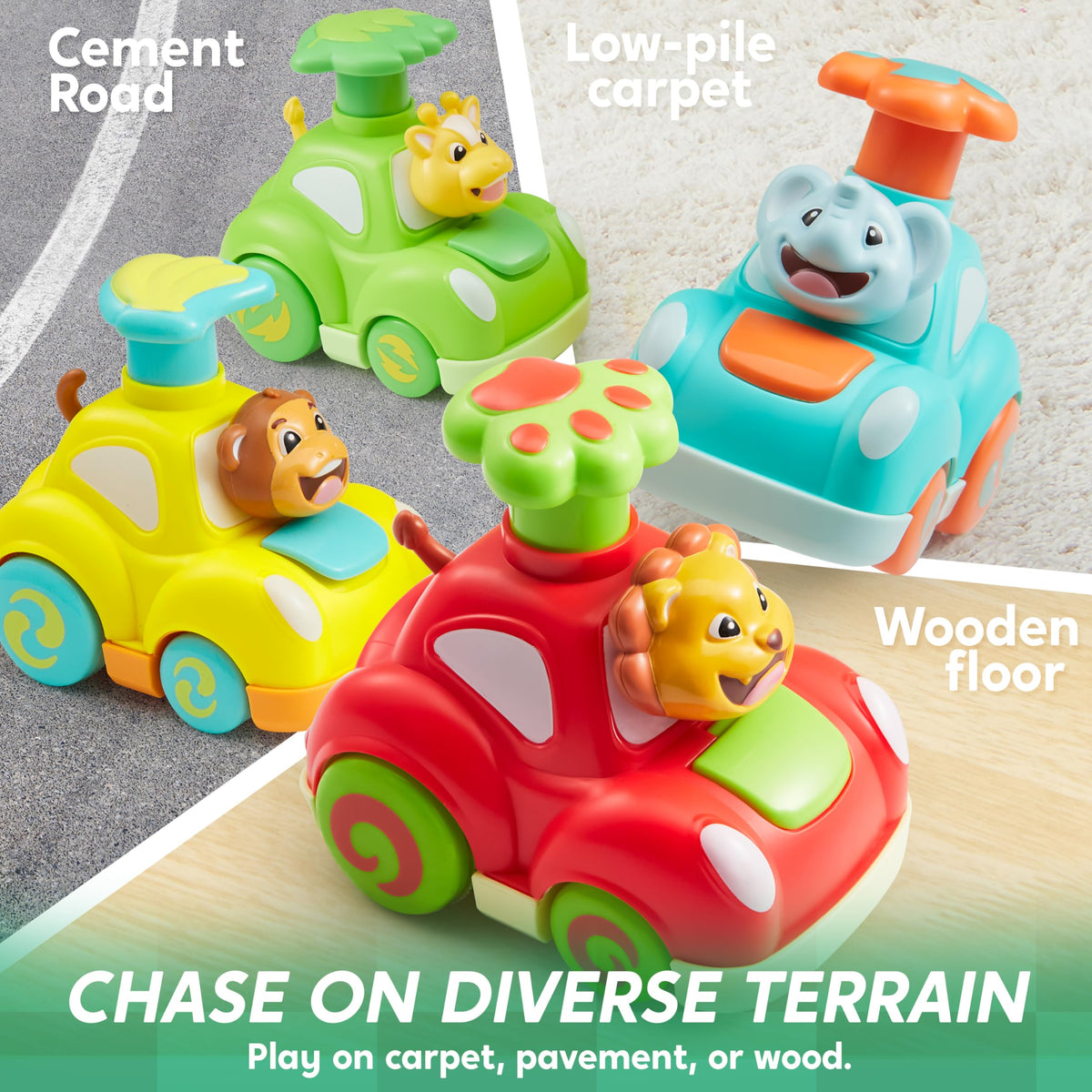 VROOMIX Press 'n Roll 4 Pcs Toddler Pressing Car Set