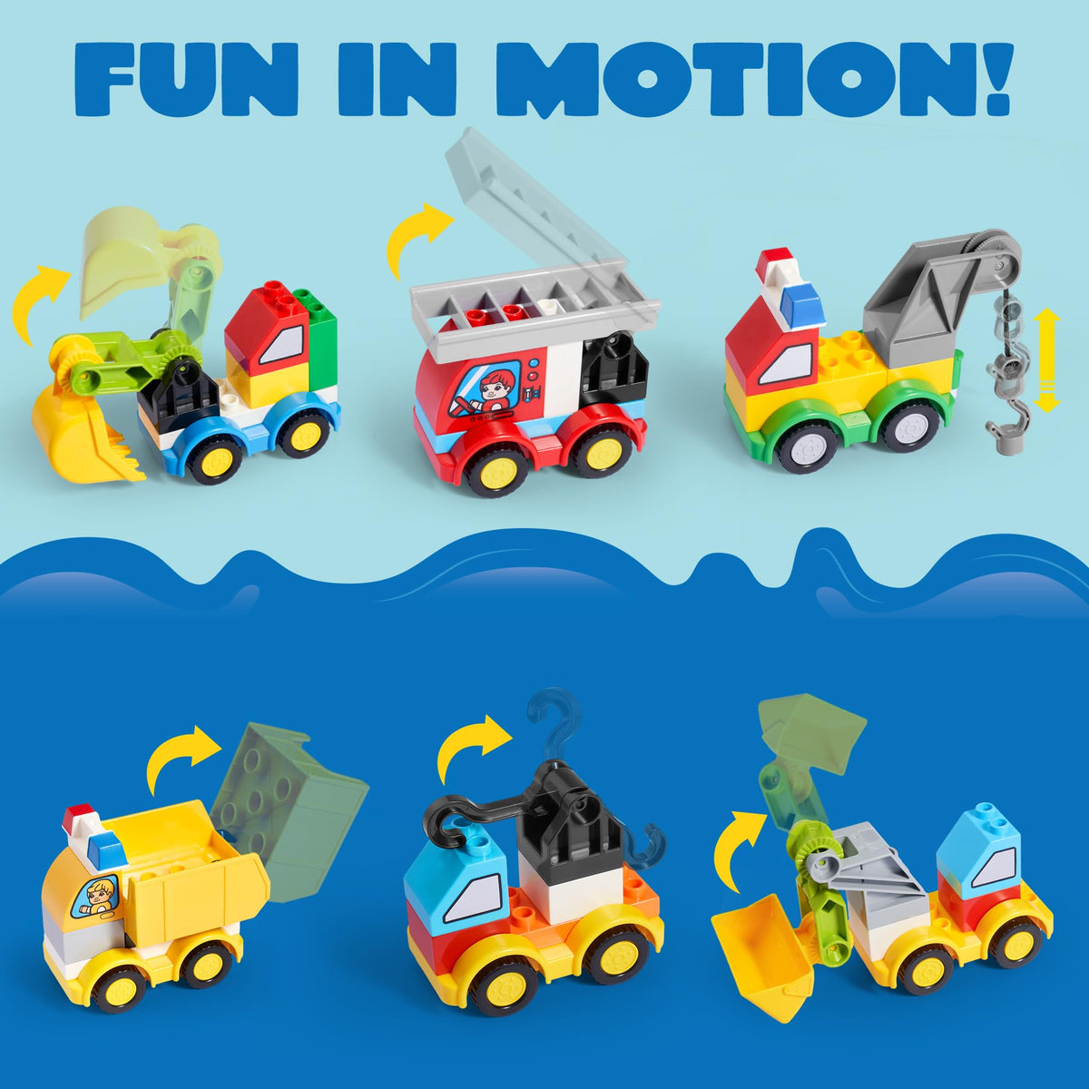 VROOMIX 80-Piece Toddler Car Building Block Set (Makes 12 Vehicles)
