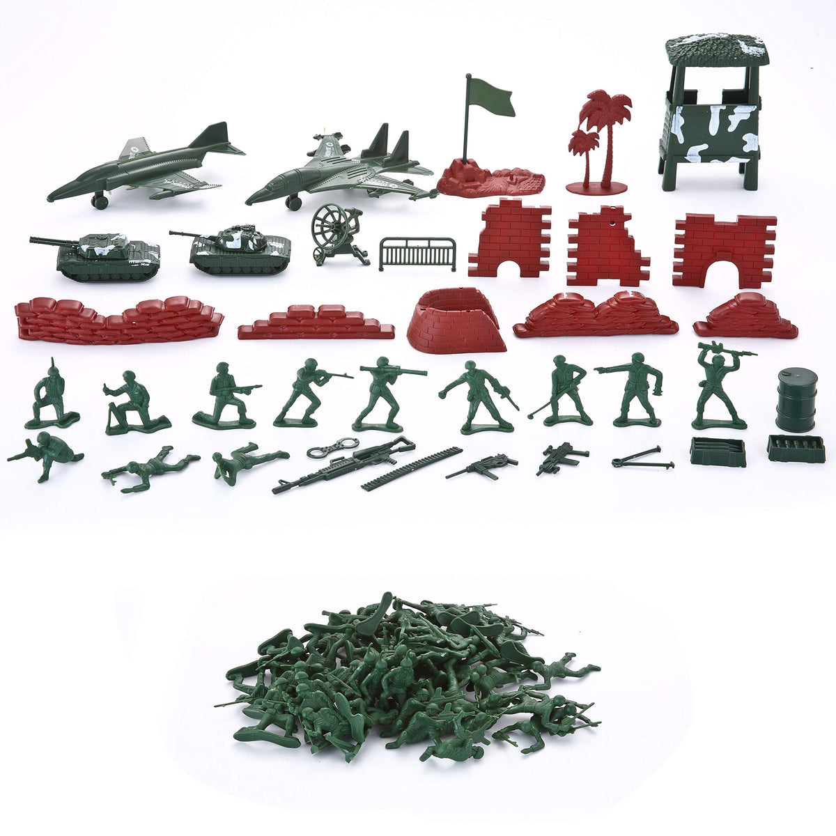 VROOMIX 164-Piece Military Soldier & Vehicle Playset with Storage Bucket