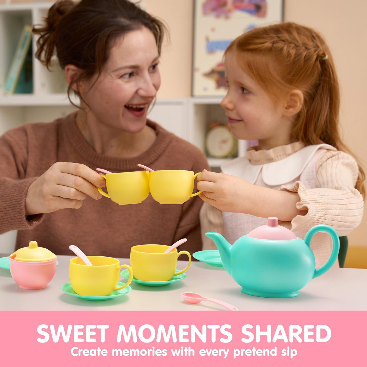 Play-Act 18 PCS Pretend Tea Party Set - BPA & Phthalates Free Play Food