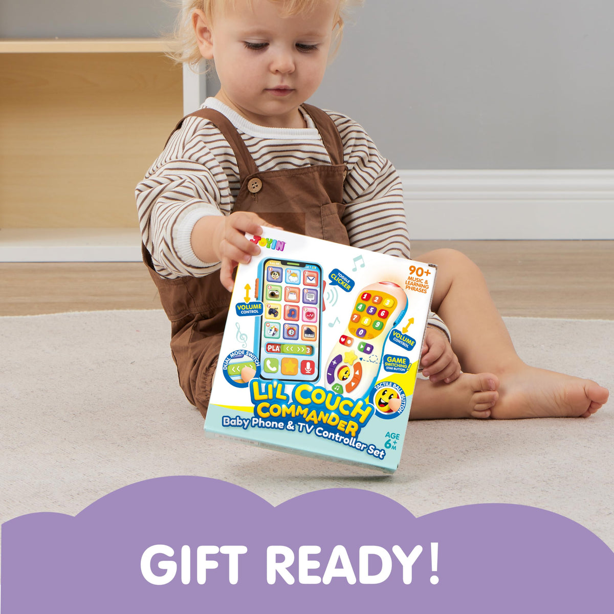 Play-Act Upgraded Toy Phone & Remote Set - 90+ Music & Learning Phrases