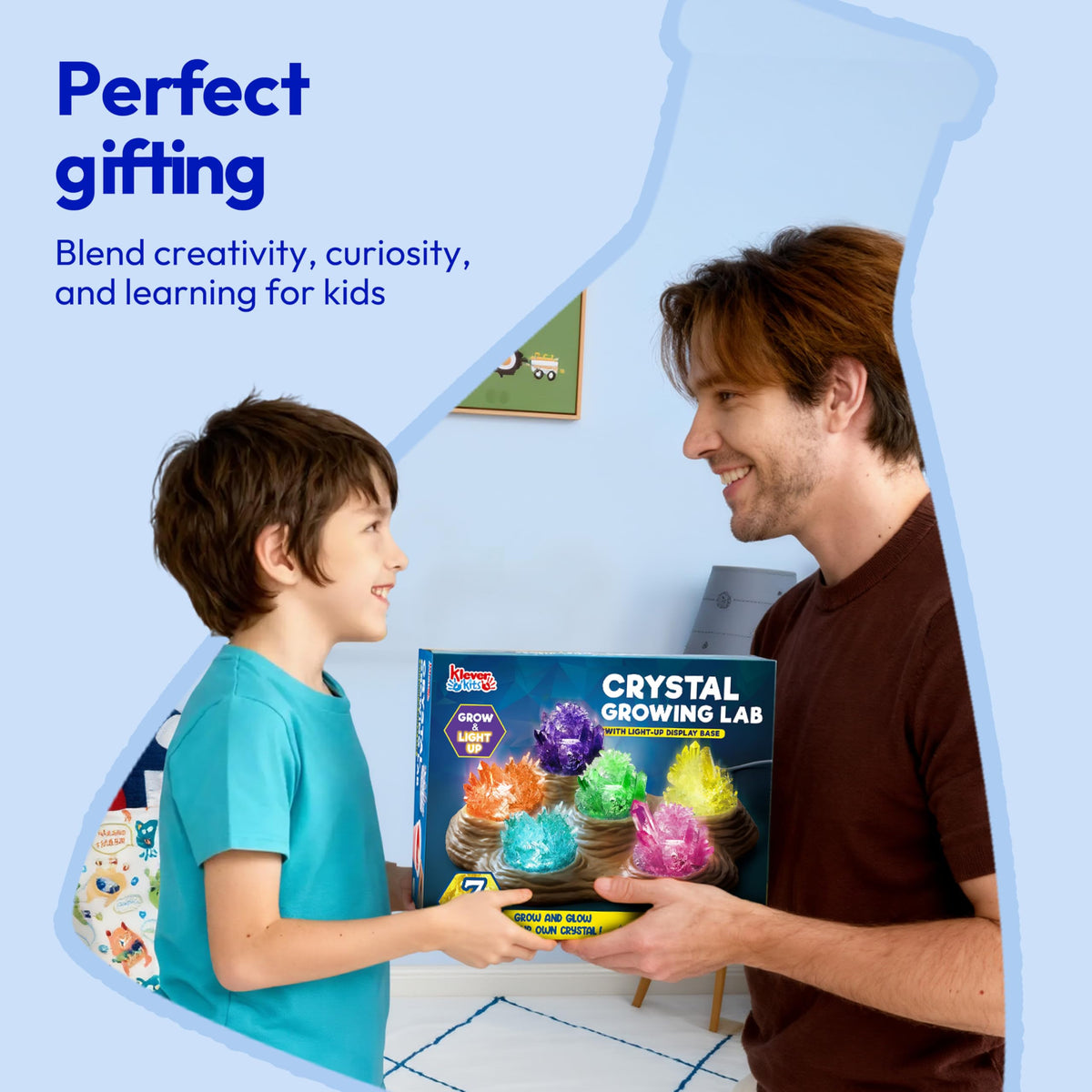 Klever Kits Crystal Growing Lab - 7 Color Kit with Light-Up Base