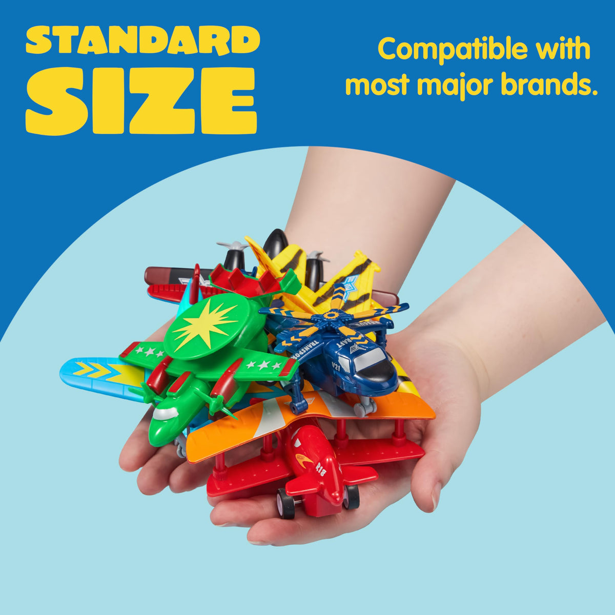 VROOMIX 16-Piece Pull-Back Airplane Toy Set (Fighter Jets, Helicopters & Bombers)