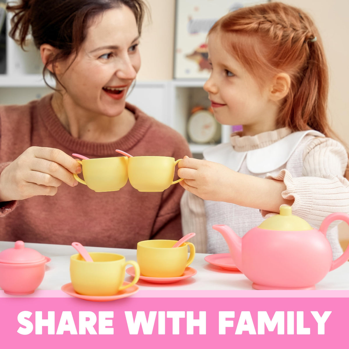 Play-Act 18 PCS Pretend Tea Party Set - BPA & Phthalates Free Play Food
