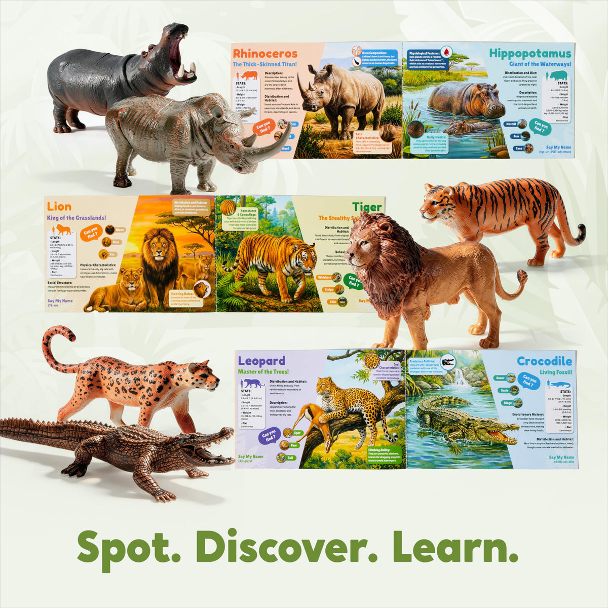 Play-Act 17 PCS Wild Animal Figures with Play Mat & Storage Cage - Kids 3-5