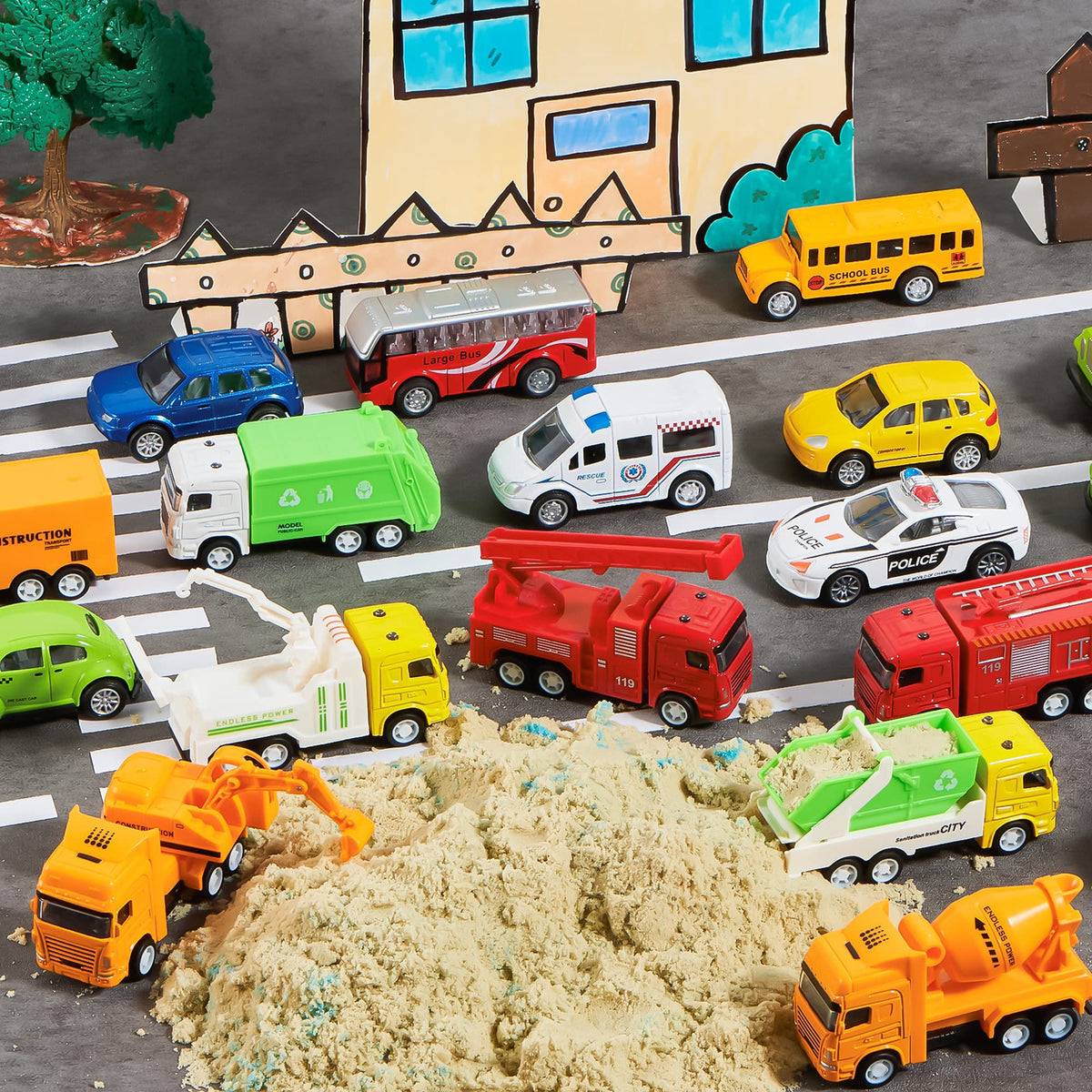 VROOMIX 20-Piece Die-Cast Pull-Back Race Car Toy Set for Kids