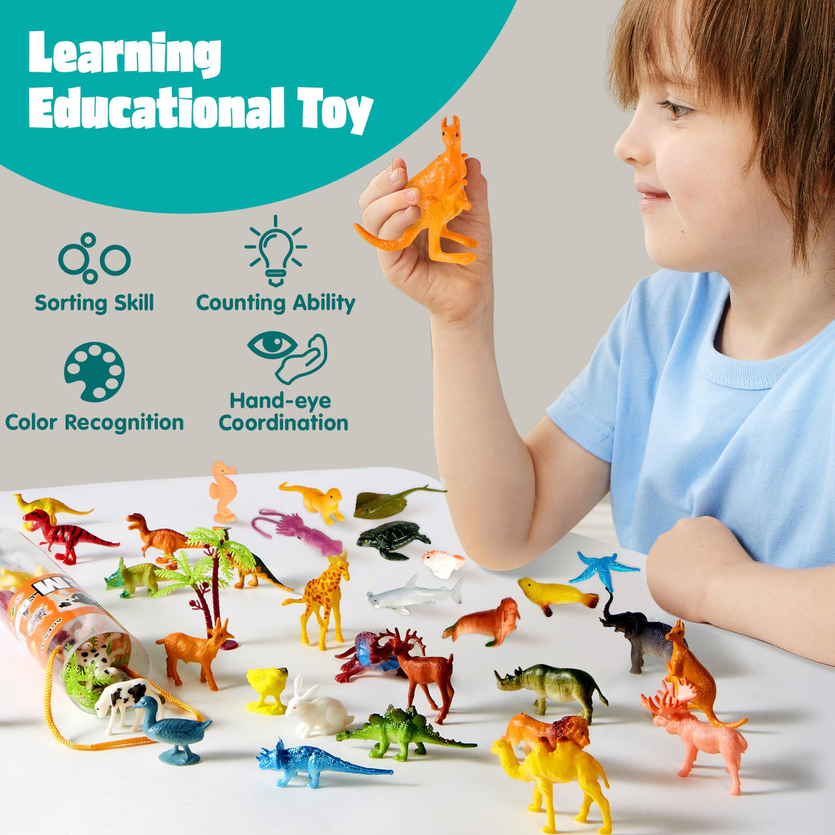Play-Act 69 PCS Animal Figures - Six Habitats, Endless Adventures