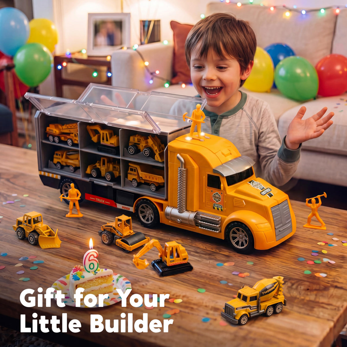 Vroomix 25-in-1 Construction Truck Toy Set - 12 Vehicles & 12 Workers