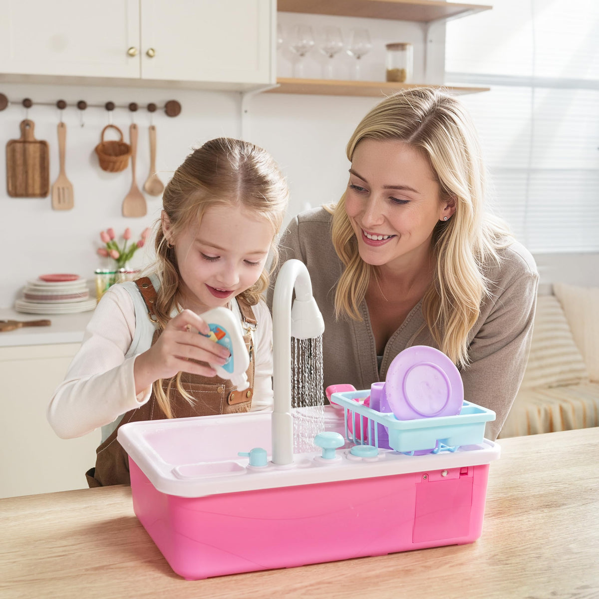 Play-Act Play Sink with Running Water - Color Changing Kitchen Toy, Pink