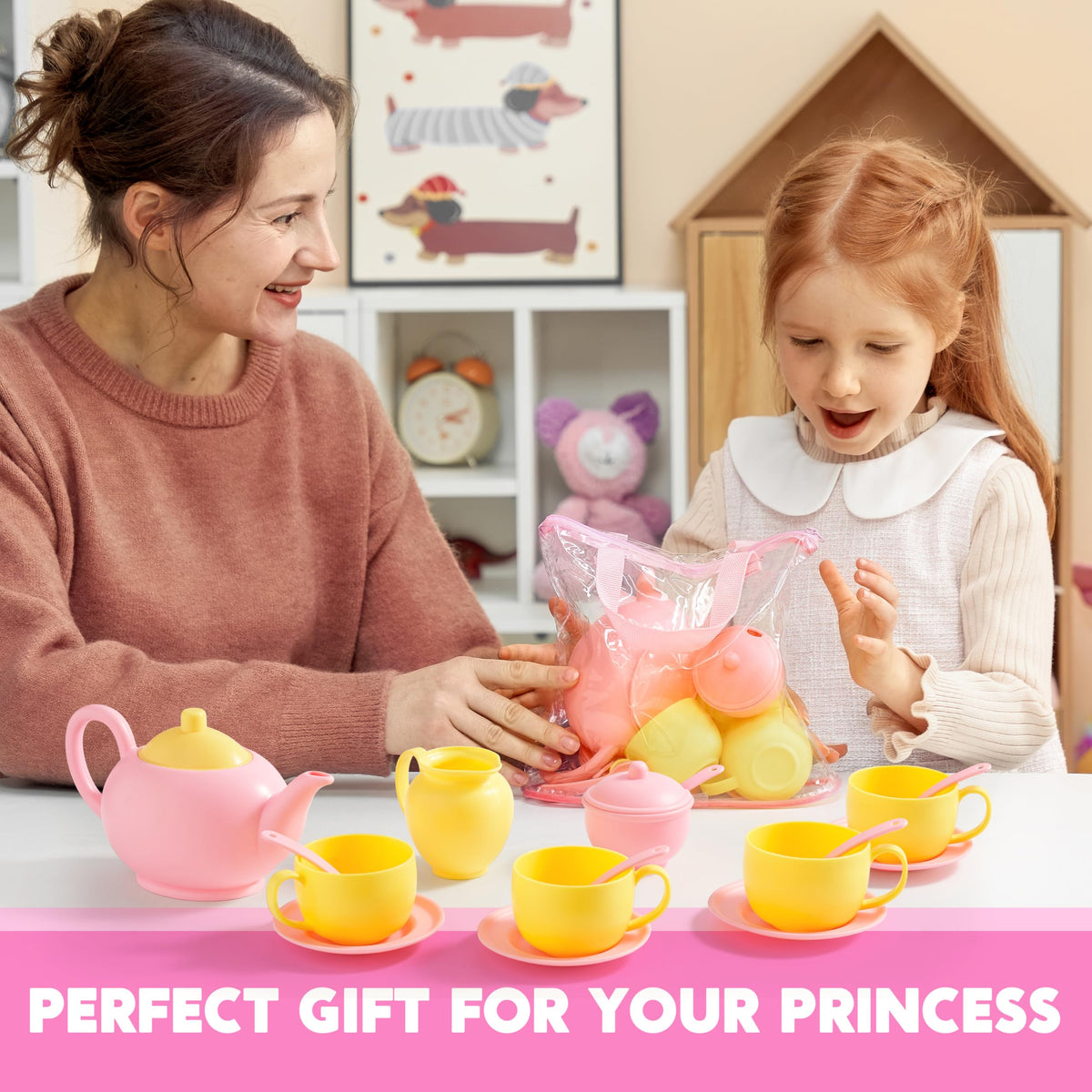 Play-Act 18 PCS Pretend Tea Party Set - BPA & Phthalates Free Play Food